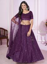 Soft Net Purple Wedding Wear Sequins Work Lehenga Choli